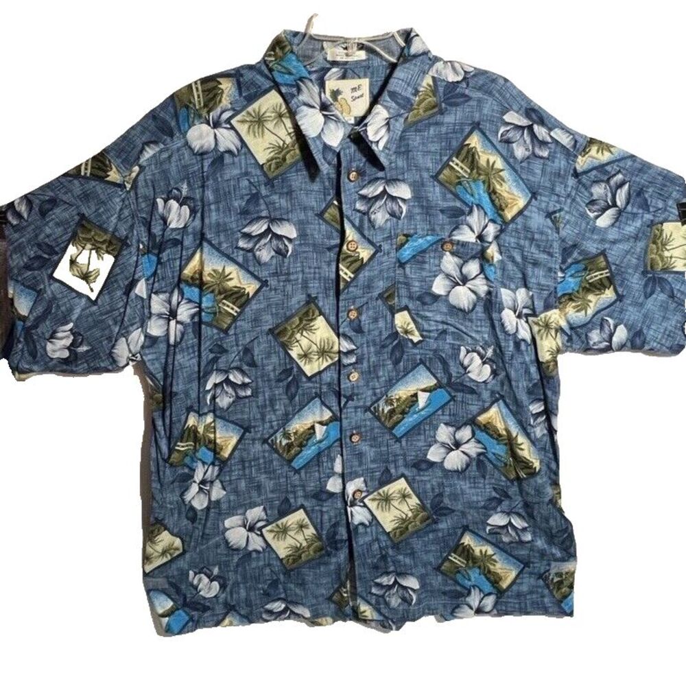 Blue Tropical Print Hawaiian Shirt - Unknown Brand